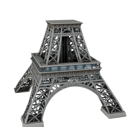 3D модель Эйфелевой башни, готовая к использованию в Blender, вид рендера студии Blender, показывающий материалы конструкции
