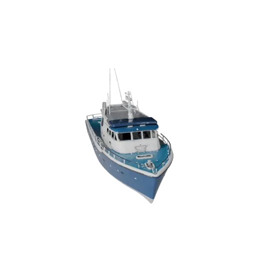 Готовая к использованию в играх 3D-модель катамарана, вид в три четверти из студии, готовый к производству актив транспортног