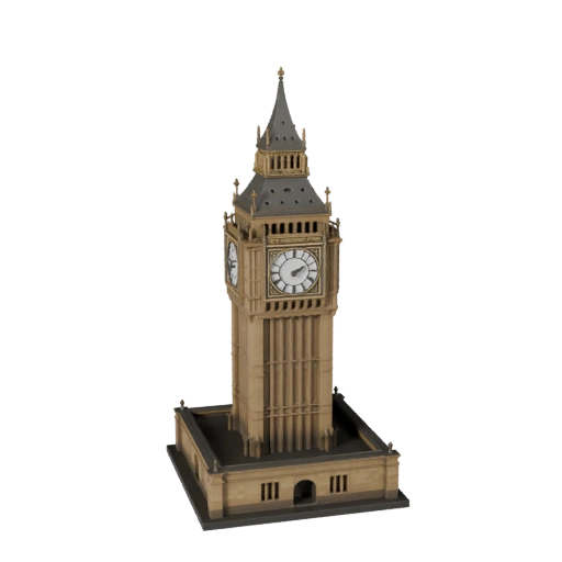 Стилизованная 3D модель Биг-Бена - Игровой ресурс для архитектуры