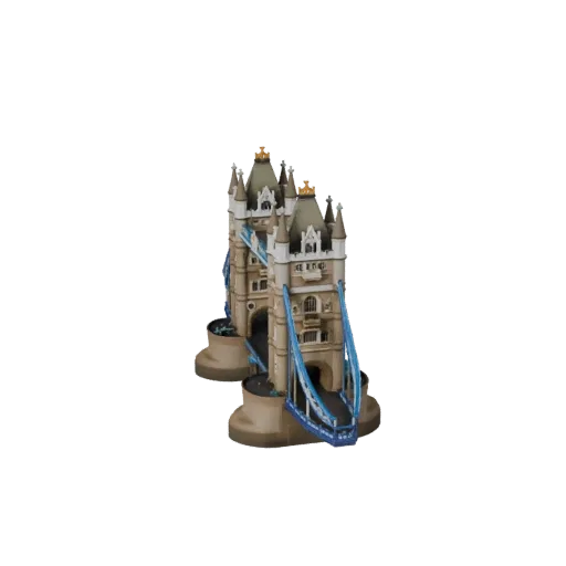 Высокополигональная 3D модель Тауэрского моста, крупный план архитектурного рендера, показывающий материалы достопримечательн