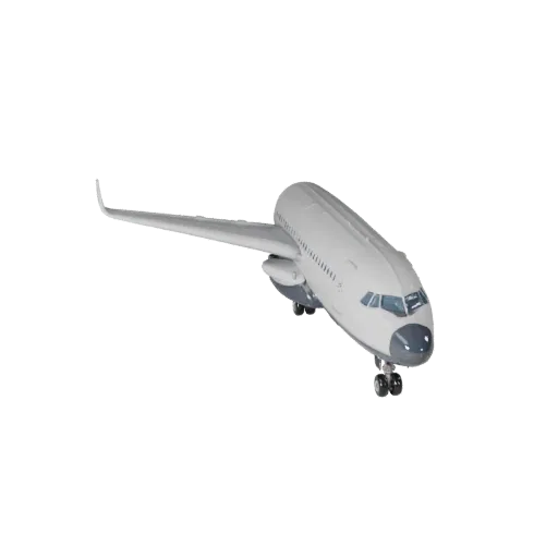3D-модель коммерческого авиалайнера, студийный вид в три четверти, готовый для Blender объект транспортного средства с баланс