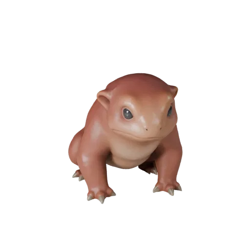 3D-модель Тритона STL, изометрический вид, готовая к печати фигурка животного с мягкими складками кожи, пропорциями конечност