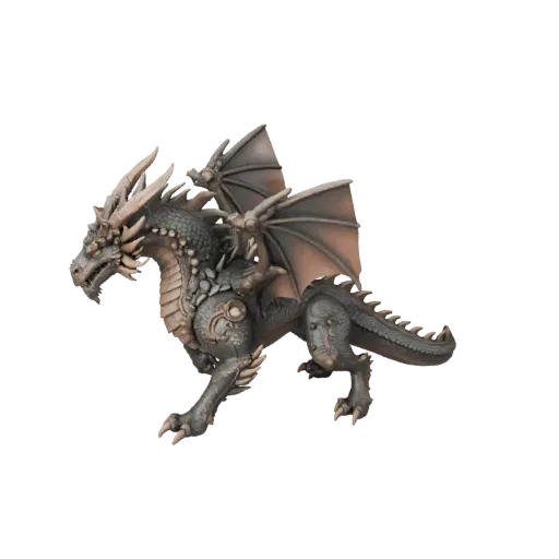 3D-модель дракона из костей STL, изометрический вид, готовая к печати фигурка животного с магическими переходами поверхности,