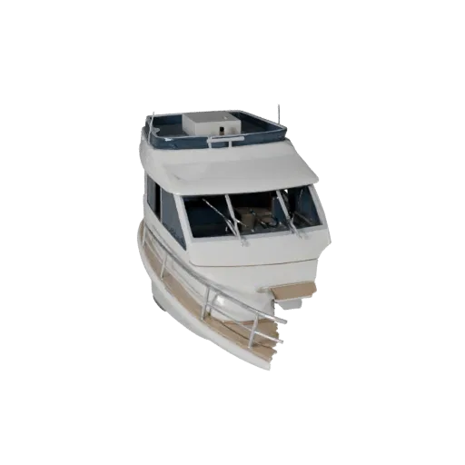 Высокополигональная 3D-модель винтажной яхты, детализированный студийный вид, высокополигональный актив транспортного средств