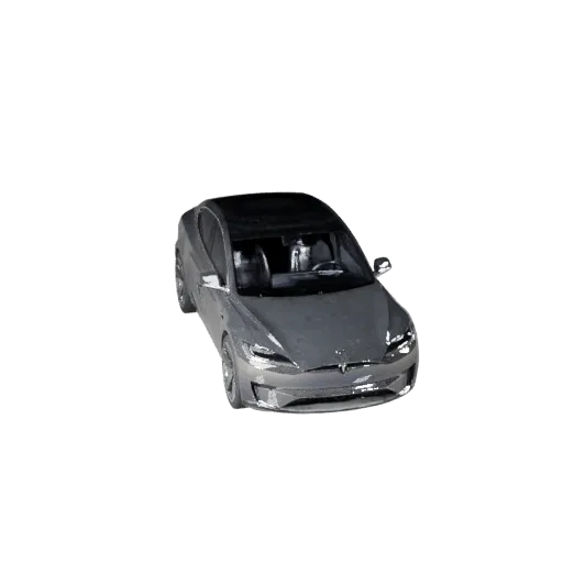 3D-модель электроседана, вид в студии с трех четвертей, готовый для Blender транспортный актив с линиями кузова, остеклением,