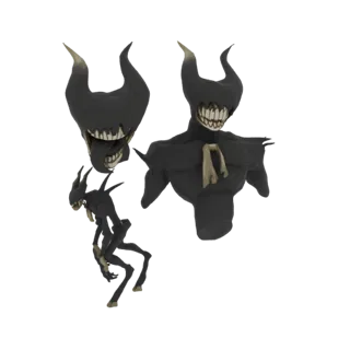 3D-модель Чернильного Демона из Bendy and the Ink Machine с черным чернильным телом, острыми рогами и широкой зубастой ухмылк