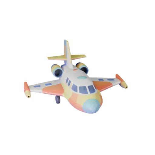 Мультяшная 3D-модель орбитального шаттла, вид в три четверти студии, стилизованный ресурс транспортного средства с силуэтом м