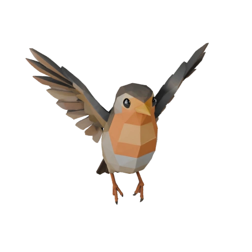 Низкополигональная 3D модель малиновки - Игровой ассет для Unity с FBX | Бесплатно