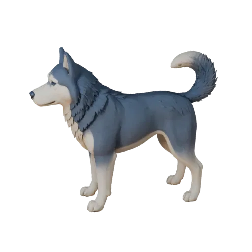 Высокополигональная 3D-модель сибирского хаски STL, изометрический вид, готовая к печати фигурка животного с плоскостями морд