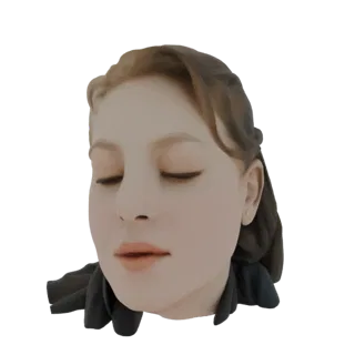 3D модель лица молодой женщины с закрытыми глазами и безмятежным выражением, мягкое освещение, детализированные черты.