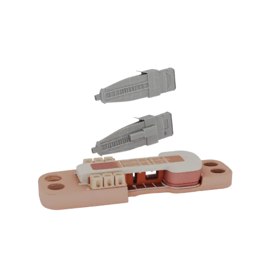 Печатаемая 3D-модель Field Suture Trainer, изометрический рендер STL, показывающий нейтральный пластик, компоновку тренировоч