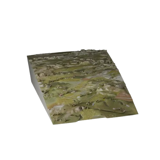 Стилизованная 3D-модель биома арктической тундры, стилизованный изометрический рендер окружения, показывающий слои ландшафта,