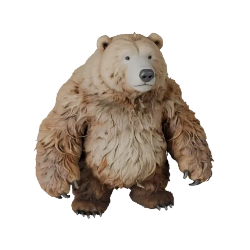 3D модель Белого медведя, рендер дикой природы сбоку, готовый для Blender ассет животного с густыми клочками шерсти, объемом