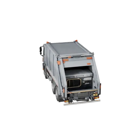 Готовый к игре 3D-модель мусоровоза, вид в три четверти студийный, готовый к производству объект транспортного средства с раб