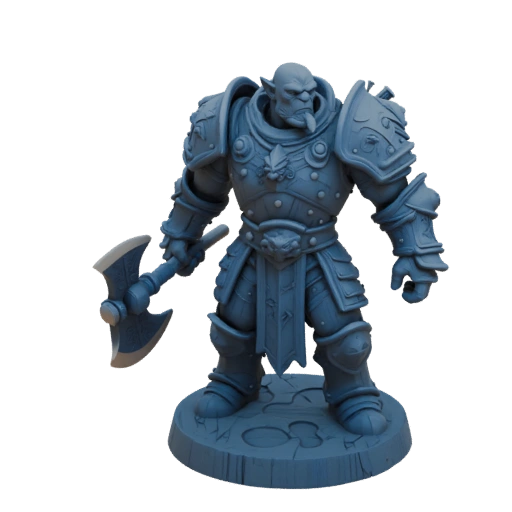 Миниатюра Орка Берсерка в стиле темного фэнтези STL - Стоя