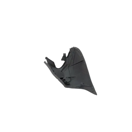 3D модель черного зажима для автомобильной обшивки, показывающая его сложную форму и крепежные элементы.