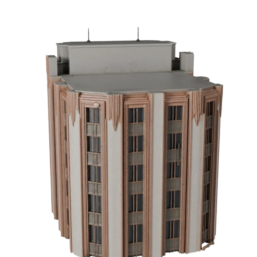 High Poly Art Deco Facade 3D Model for Archviz for Architecture