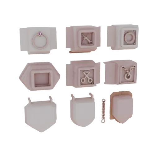 Готовая к печати 3D-модель Минималистичный набор украшений, студийный рендер с перспективой, показывающий форму, поверхность