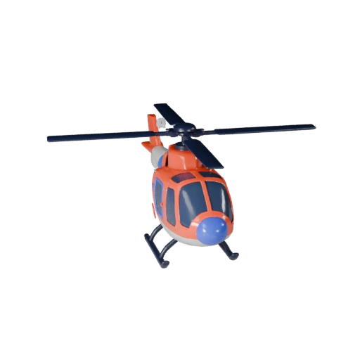 Мультяшный вертолет 3D модель для стилизованных игр, PBR-ресурс