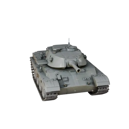 3D-модель боевого танка, вид в три четверти в студии, готовый к анимации актив транспортного средства с массивной броней, про