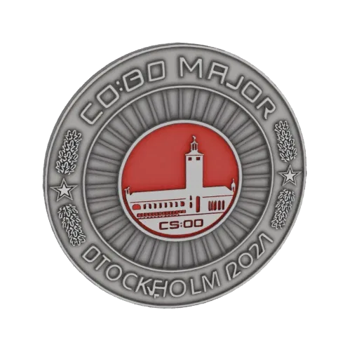 3D-модель памятной монеты CS:GO Stockholm 2021 Major с силуэтом Ратуши Стокгольма.