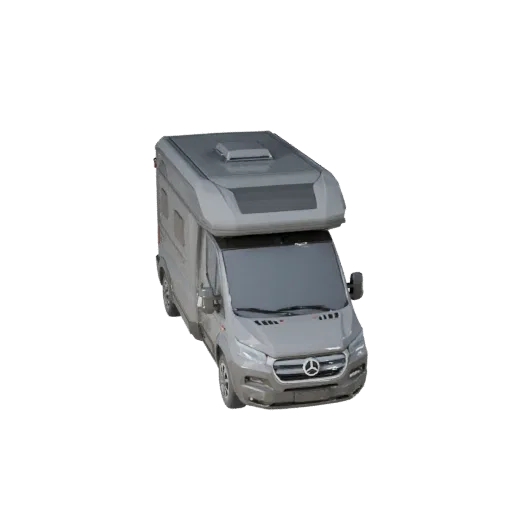 Низкополигональная 3D-модель фургона, вид из игрового окна в три четверти, низкополигональный ассет транспортного средства с