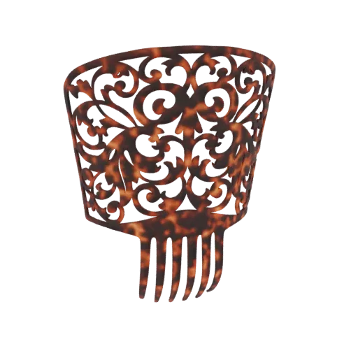 3D модель витиеватого гребня с замысловатыми завитками, выполненная в стиле черепахового панциря.