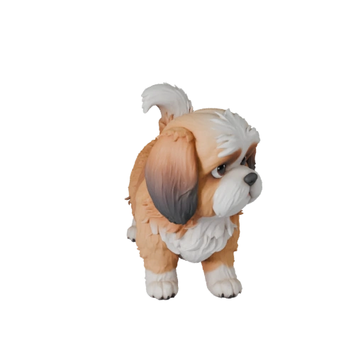 Мультяшный ши тцу собака 3D модель - Стилизованный ассет для анимации