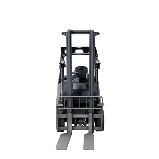 3D-модель погрузчика-вилочного подъёмника, вид в игровом окне с трёх четвертей, готовый для Unity ресурс техники с геометрией