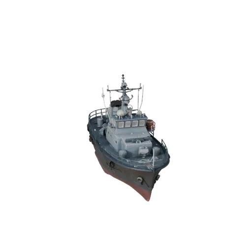 3D модель Винтажный патрульный катер, вид в студии в три четверти, готовый для Blender актив транспортного средства с компакт