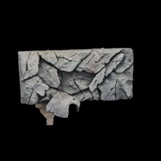 3D модель серой треснувшей каменной стены с выступающей секцией, подходит для диорам и игр.