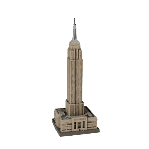 3D модель Empire State Building, готовая к использованию в Blender, вид рендера студии Blender, показывающий материалы достоп