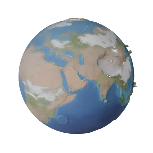 Модульная 3D-модель планеты земного типа, изометрический вид модульного набора, показывающий масштаб шарообразного тела.