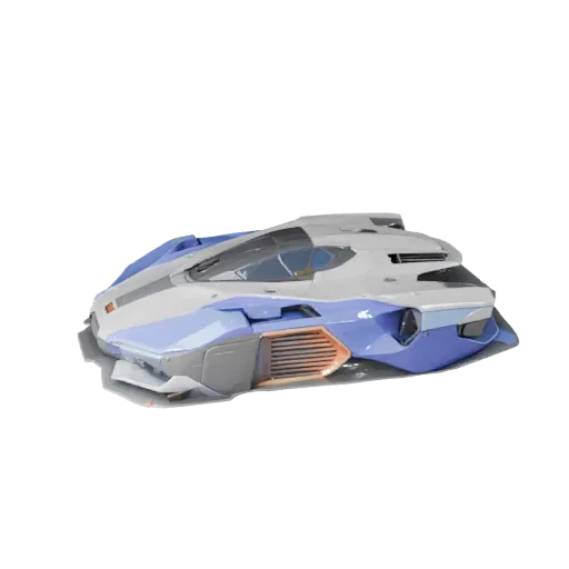 Готовая к игре 3D-модель летающего автомобиля, трехчетвертной студийный вид, готовый к производству транспортный актив с футу