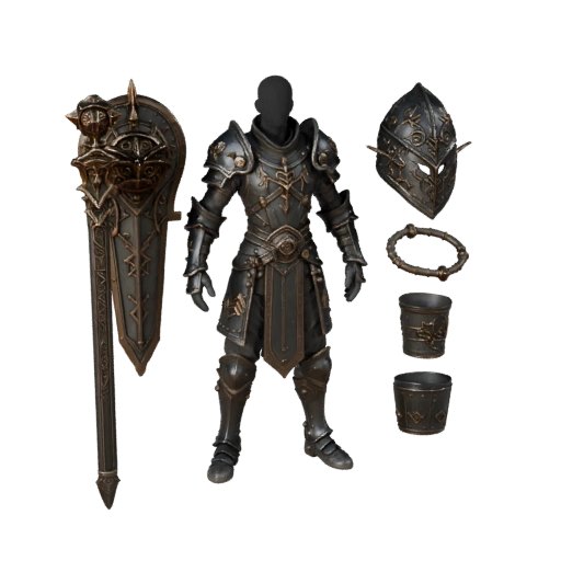 Фэнтезийный элитный воин - модель с ригом