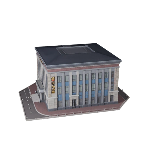 Stazione di Polizia Stilizzata Modello 3D - Asset di Gioco per Architettura