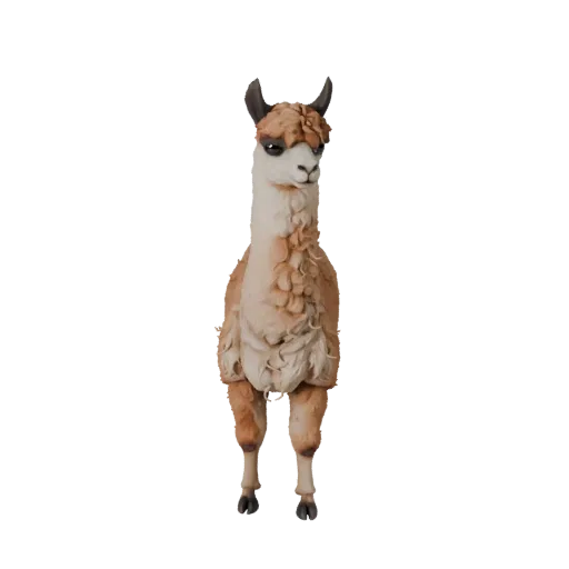 3D модель альпаки, рендер дикого животного сбоку, готовый к использованию в Blender ассет животного с направлением шерсти, фо