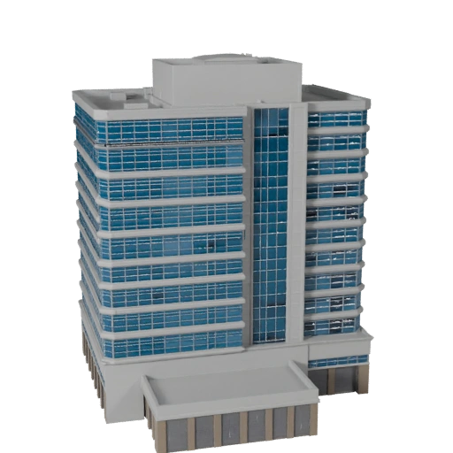 Modèle 3D de Centre d'Affaires Low Poly pour Asset de Jeu Temps Réel