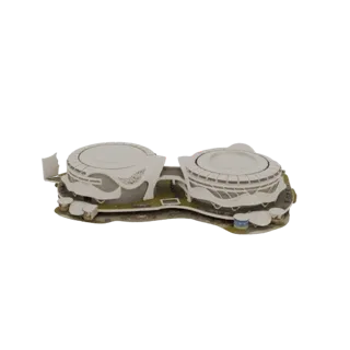 3D модель футуристического комплекса двойных стадионов с элегантной современной архитектурой и соединенными конструкциями на