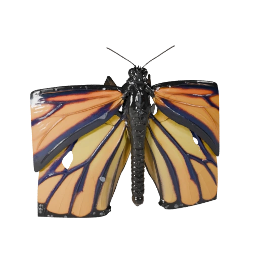 Реалистичная 3D модель бабочки монарх - rigged PBR ассет для игр