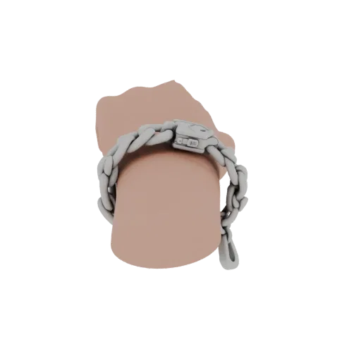 Детализированная 3D-модель браслета-шарма, студийный рендер сверху, подчеркивающий форму и детали отделки браслета.