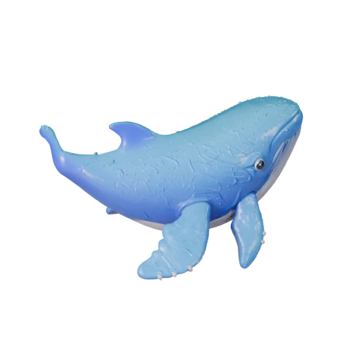 Мультяшный синий кит 3D модель - Стилизованный ассет для анимации