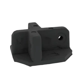 3D рендер темно-серого многонаправленного углового соединителя-кронштейна с монтажными отверстиями.