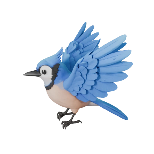 Мультяшная голубая сойка 3D модель - Стилизованный ассет для анимации | PBR