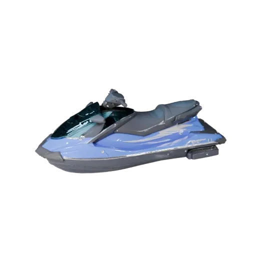 Готовая к игре 3D-модель гидроцикла, вид в три четверти в студии, готовый к производству объект транспортного средства с форм