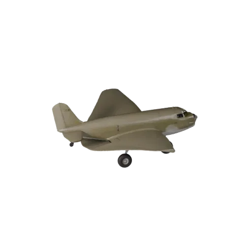 3D модель грузового самолета времен Второй мировой войны, игровой вид с трех четвертей, готовый для Unity ресурс транспортног