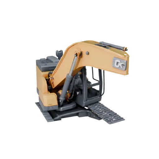 Высокополигональная 3D-модель мини-экскаватора, студийный вид крупным планом, высокополигональный актив транспортного средств