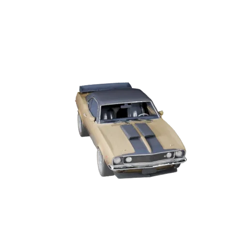 3D модель винтажного маслкара, вид из игрового окна в три четверти, готовый к использованию в Unity ассет автомобиля с длинны