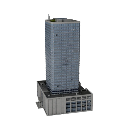 Modello 3D di Ufficio Grattacielo Low Poly per Giochi e VR