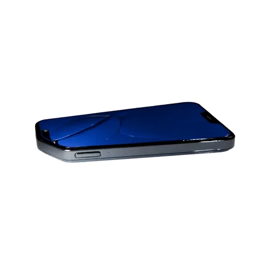 Высокополигональная 3D-модель флагманского смартфона, крупный план студийного рендера, показывающий стеклянные экраны, тонкие